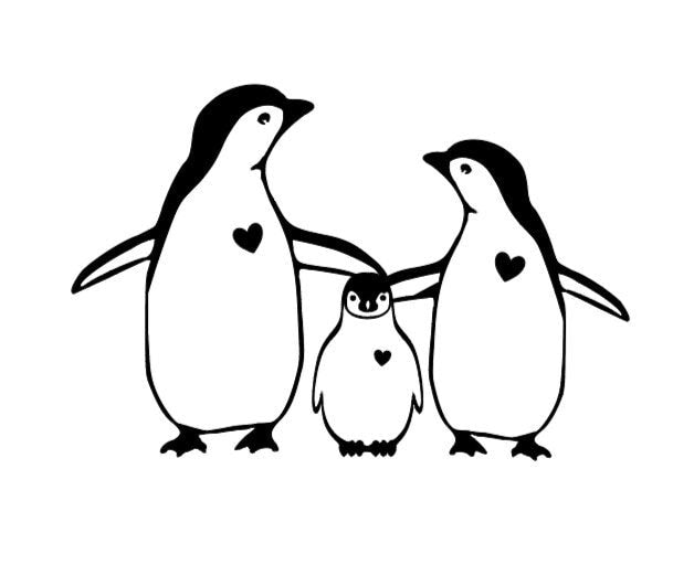 Decal Penguin Family Die Cut Vinyl Decal